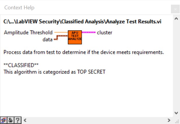 LabVIEW Context Help window showing VI description