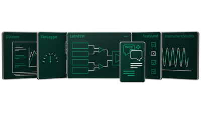 Monitor showing an interactive analysis view in DIAdem.