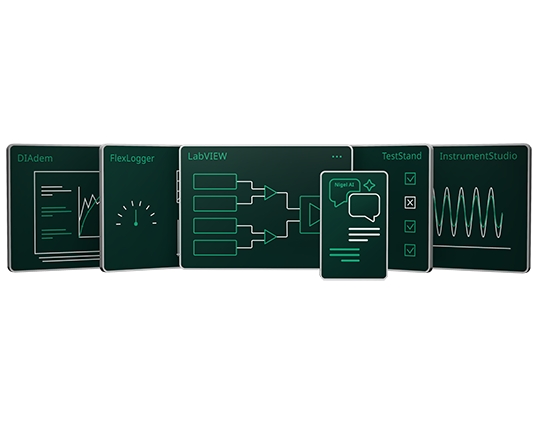 Diagramm, das die in der LabVIEW+ Suite enthaltene Software mit Nigel Advisor anzeigt.