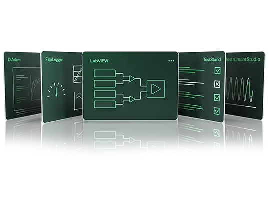 Diagramm mit der in der LabVIEW+ Suite enthaltenen Software.