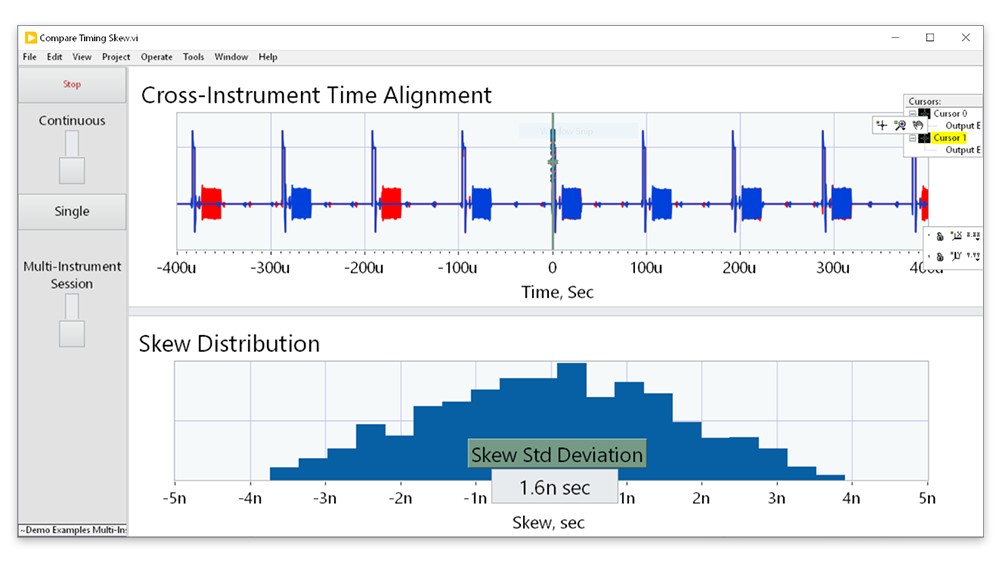 Timing-Variation bei der Programmierung mehrerer PXI-Oszilloskope ohne SMIS