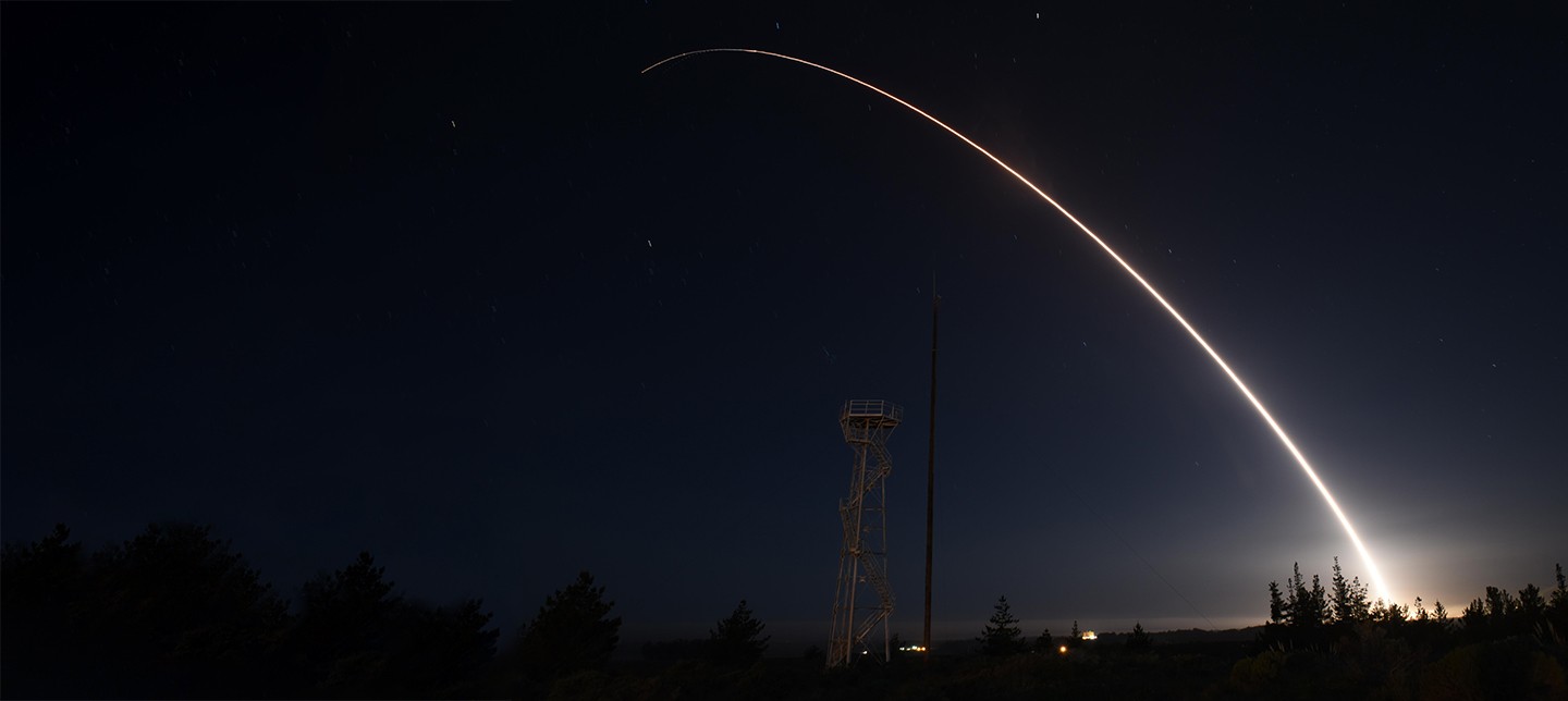 An unarmed Minuteman III intercontinental ballistic missile launches during an operational test at Vandenberg Air Force Base