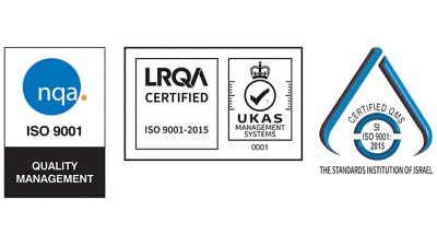 ISO 9001 certification icons including Lloyd's certification logo