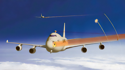 A representation of Northrop Grumman’s ABL system consisting of a laser mounted on Boeing 747.