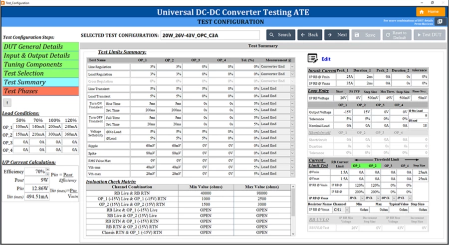 Módulo de configuración de pruebas