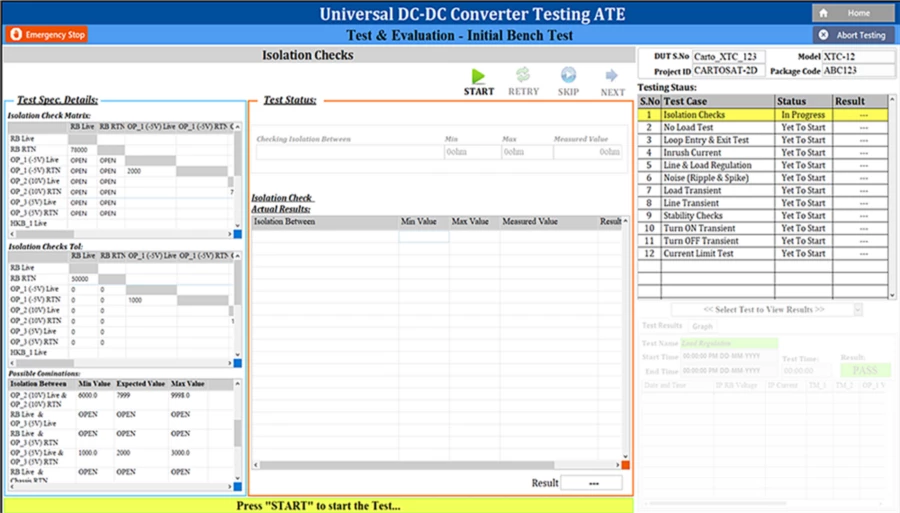 Interface utilisateur du module de test