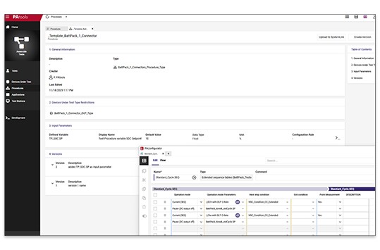 Captura de pantalla del procedimiento de la prueba de NI PAtools™