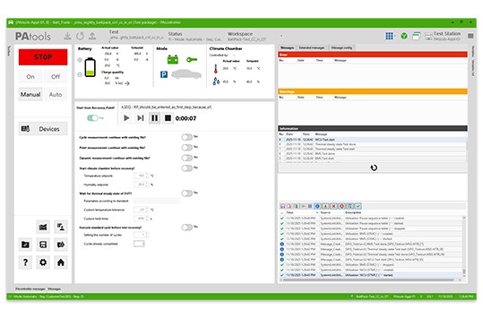 Captura de pantalla del funcionamiento de NI PAtools™ 