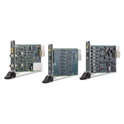 Collage of PXIe-44636, PXIe-4499, and PXIe-4492 PXI Sound and Vibration Modules
