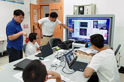 HDU campus in China reviewing the remote lab data for experiments​
