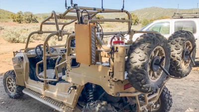 SkySafe Drone Defense System Mounted on a Military Vehicle