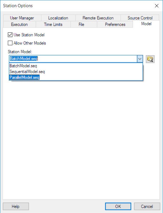 Use the Station Options Configuration Panel to select your target model