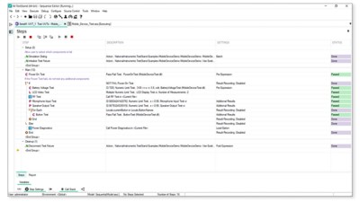 Monitor showing a completed mobile device test on TestStand