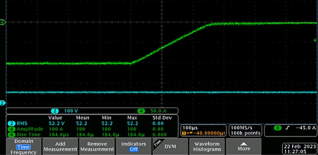 HPS-17000可在0.25 ms内提供从0到100 A的高频测试信号生成阶跃响应
