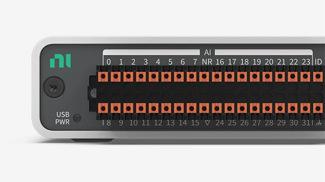 NI DAQ front spring terminal close up
