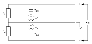 図 - 静電カプリングノイズの回路モデル