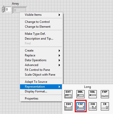 GUI - Create a 1D array of numeric indicators on the front panel.