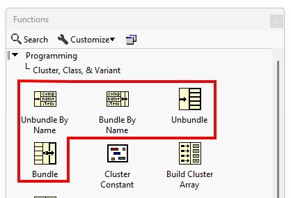 GUI - Four main cluster functions used to manipulate clusters.
