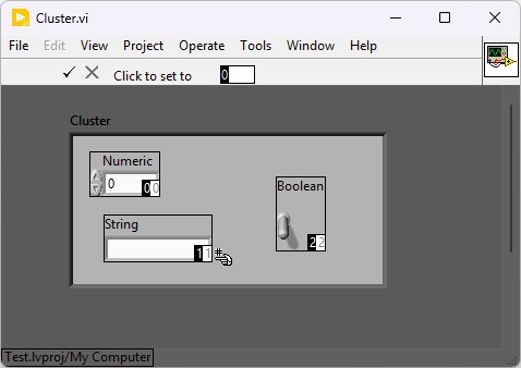 GUI - Cluster.vi Front Panel