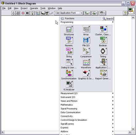 GUI - Block diagram functions palette