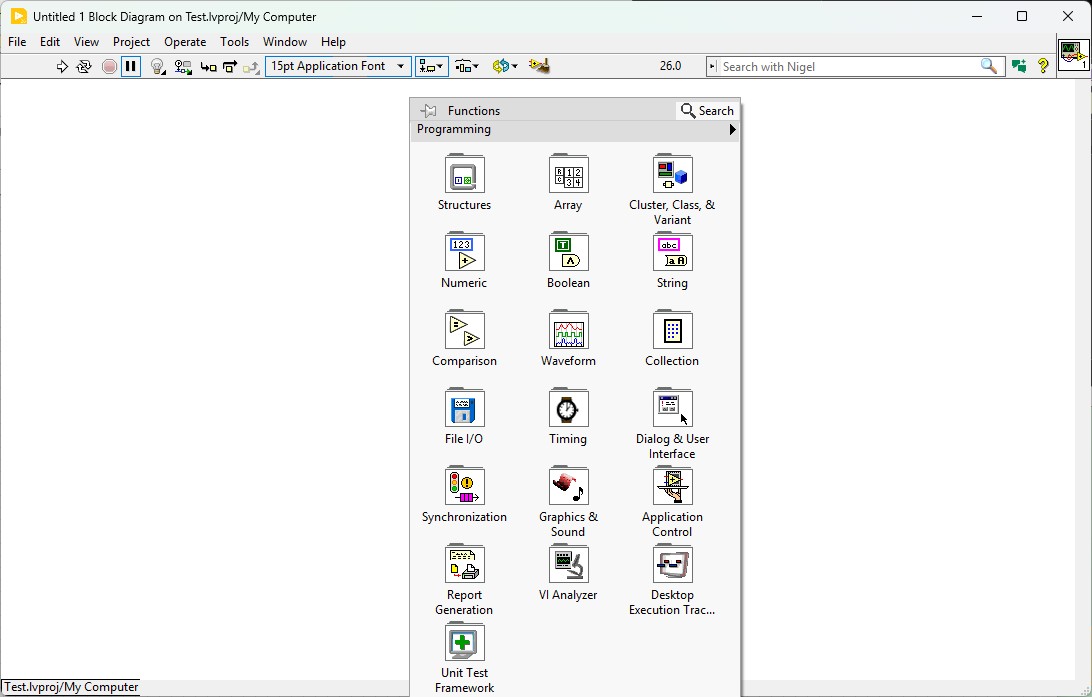 GUI - Block diagram functions palette