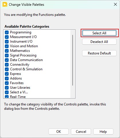 GUI - Change Visible Categories