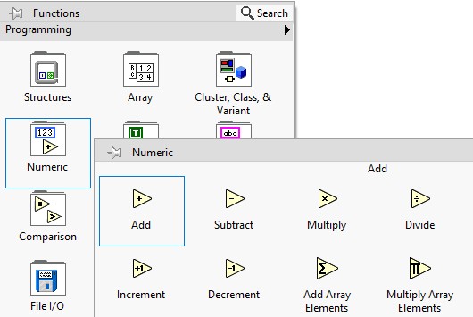 GUI - Functions and Numeric palettes