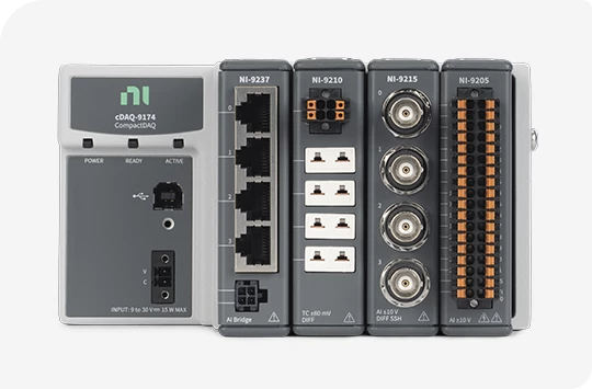 front view of 4 slot compactdaq chassis with modules