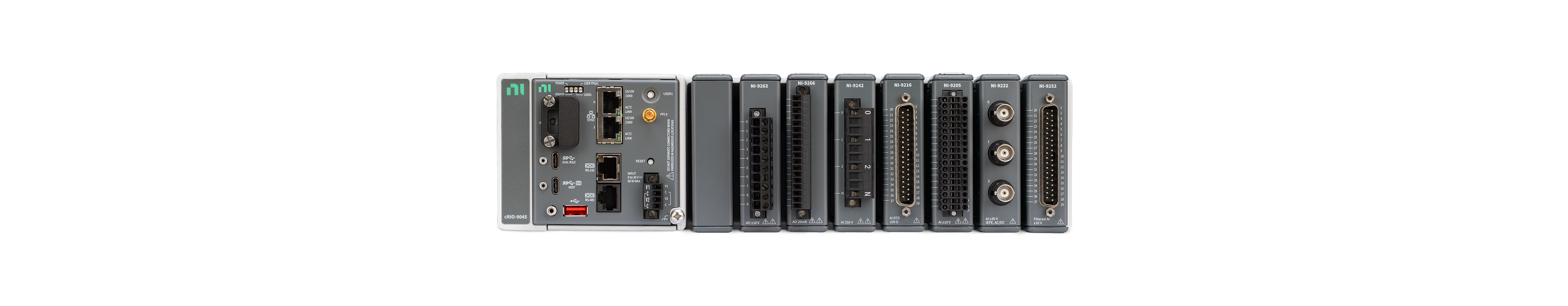 CompactRIO real-time controller connected to SystemLink for centralized configuration and monitoring.