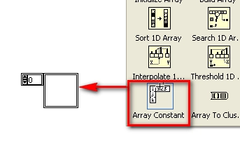 GUI - Drag the Array Constant onto the block diagram.