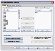 Settings for the DC Operating Point Analysis