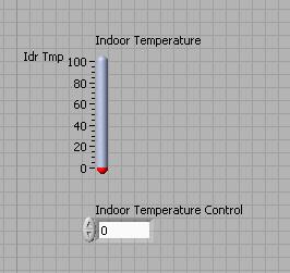 Put a numeric control on the front panel beneath the thermometer indicator.