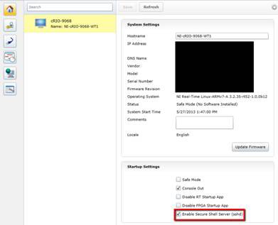 You can also find the Enable Secure Shell Server (sshd) option through the Web-Based Configuration