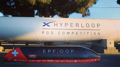 EPFLoop launches their pod in the 1.6km vacuum tube at Hyperloop test track adjacent to SpaceX’s Hawthorne CA headquarters.