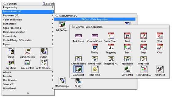 Once a driver is installed, you can access the instrument function palette.