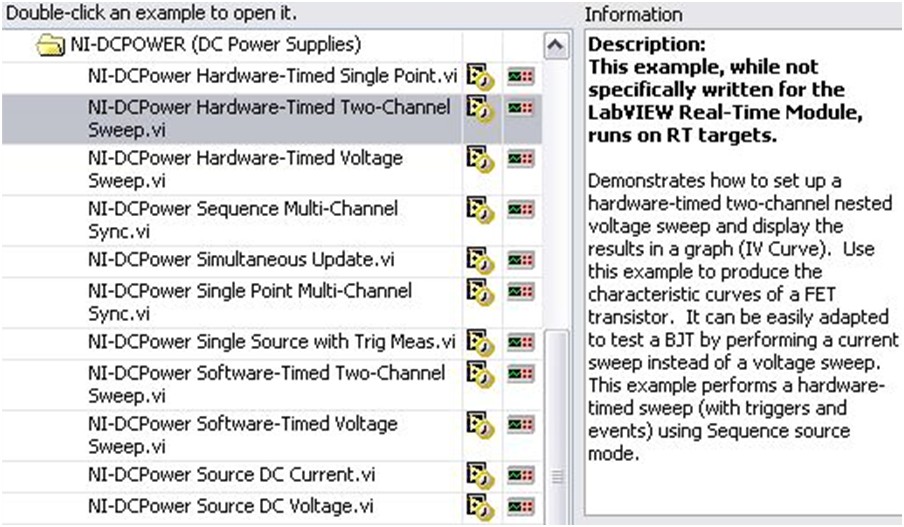 Example Programs Included With NI-DCPower