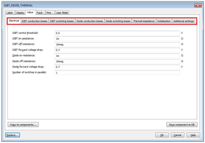 properties window for the IGBT_DIODE_THERMAL