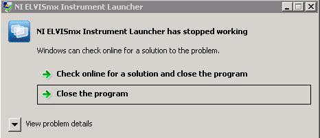 Instrument Launcher closes unexpectedly after launch