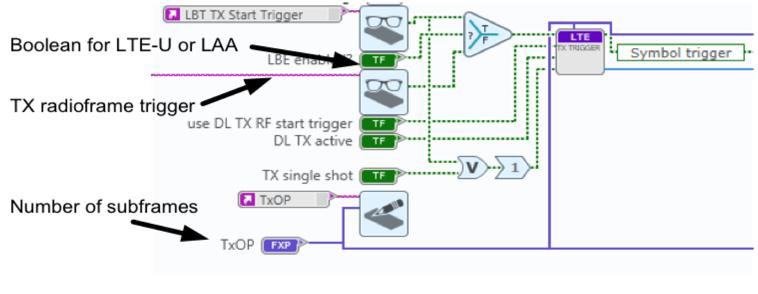 Select either radioframe-based trigger or LBT-based trigger