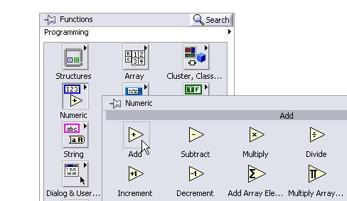 GUI - Functions and Numeric palettes