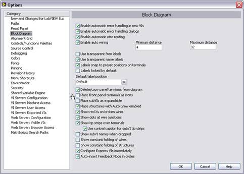 GUI - Options for block diagram appearance