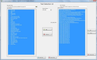 Test Selection Panel