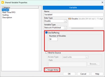 Enabling Buffering on a Networked-Published Shared Variable
