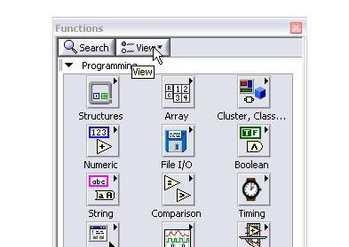 GUI - View button in the functions palette